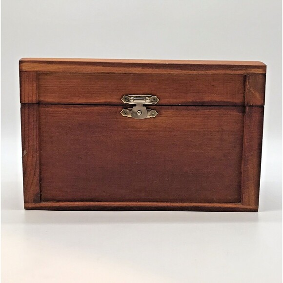 Small Wooden Curved Top Box Hinged Latch Storage Crafts Jewelry Keepsakes Cards - Picture 2 of 10